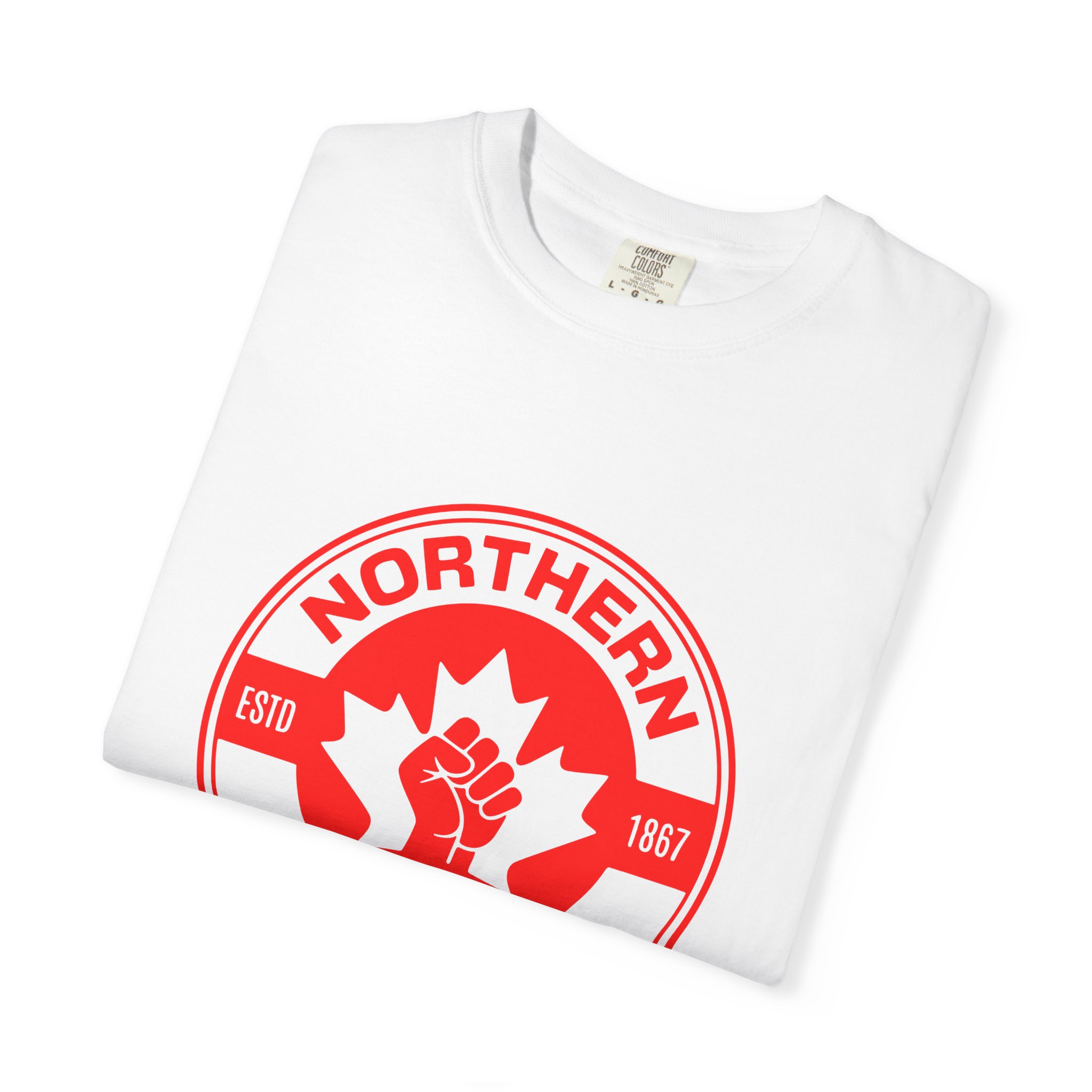 Northern Frontier Logo T-Shirt — Retro Canadian Maple Emblem - Image 3