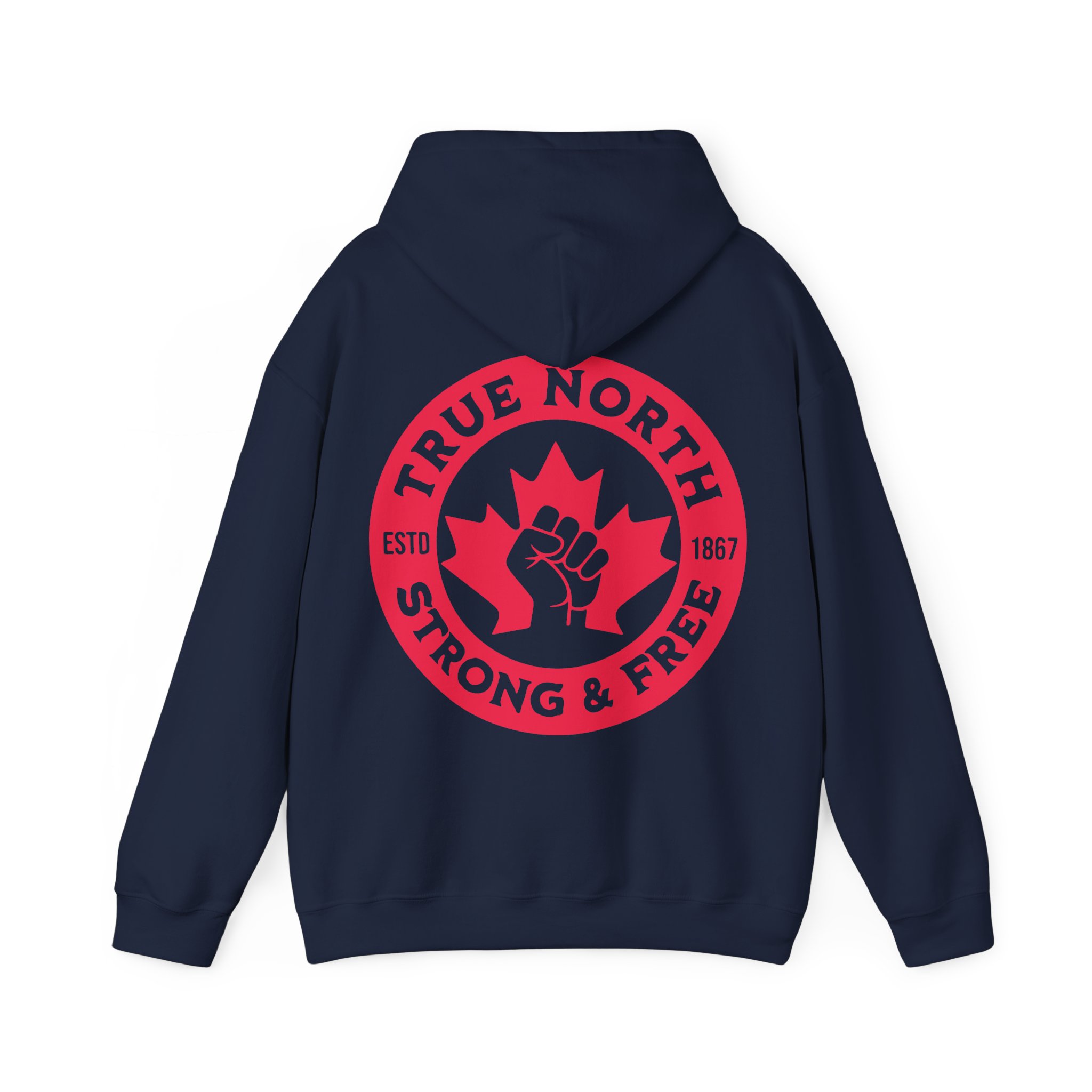 True North Hoodie – Strong & Free Canadian Fist Maple Leaf Sweatshirt - Image 2